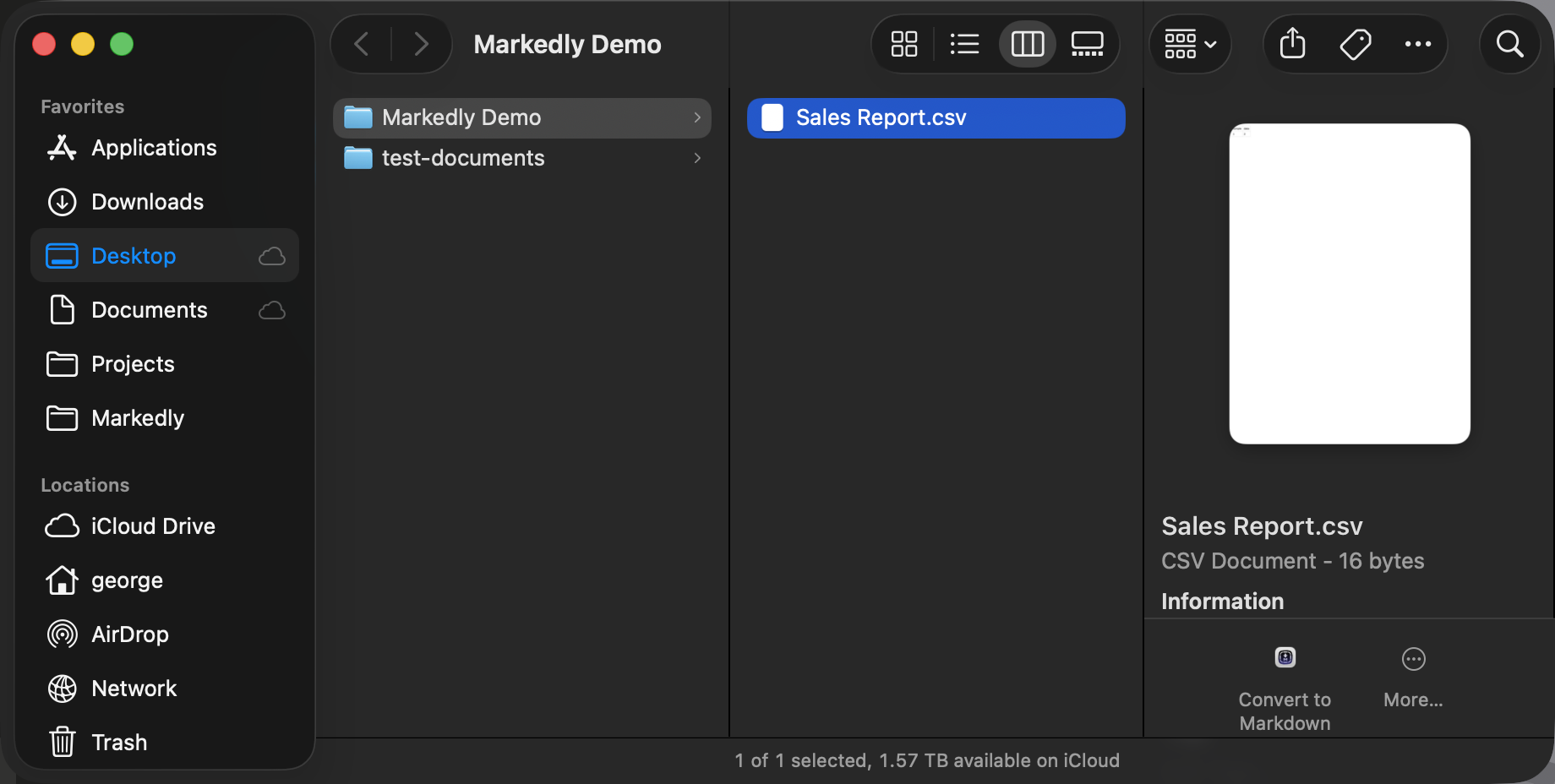Convert to Markdown Finder Quick Action