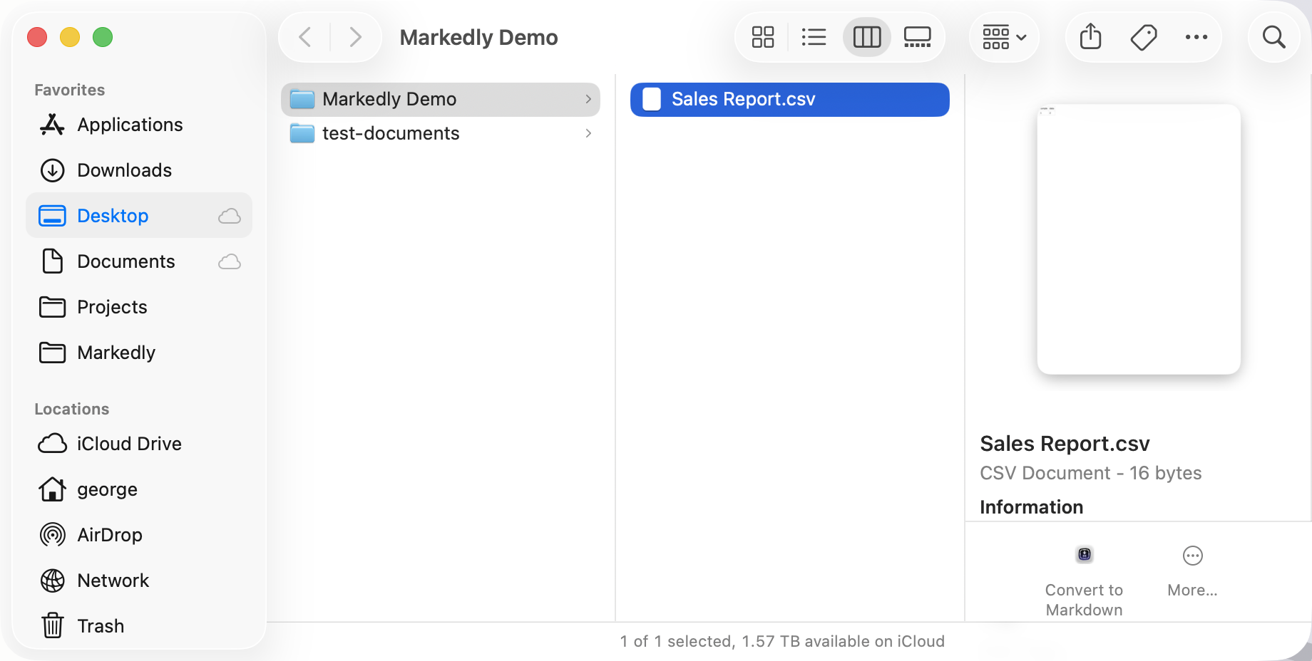 Convert to Markdown Finder Quick Action