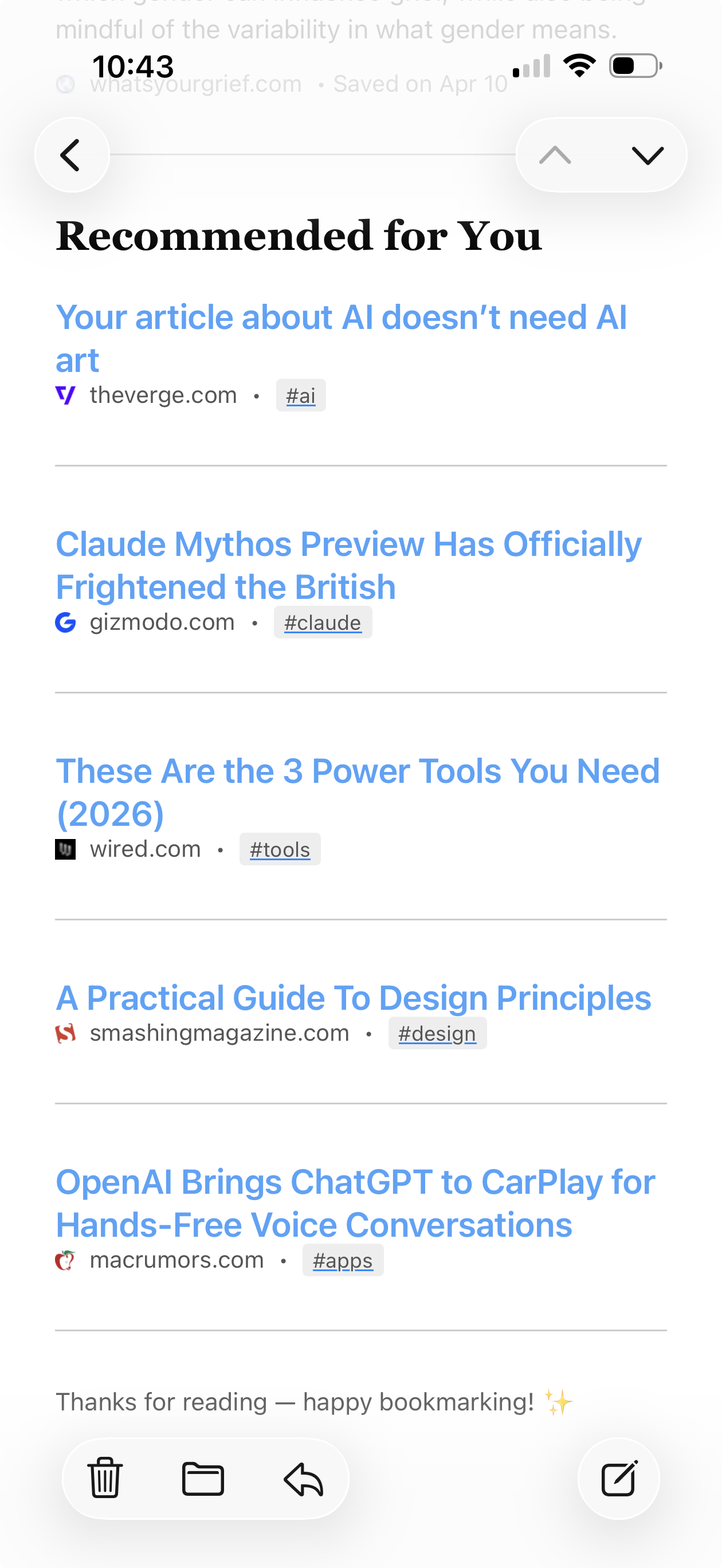 Recommendations on iPhone